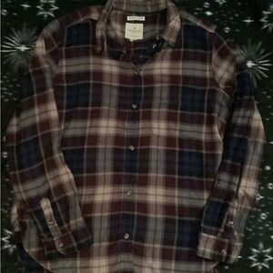 Women's Plaid flannel Shirt - Maroon, Purple and Navy